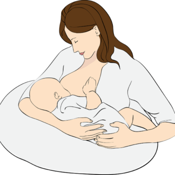 Baby trinkt Muttermilch; dies stärkt die Gesundheit